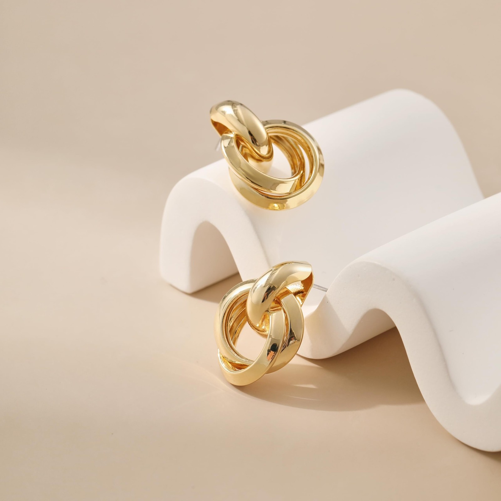 Chunky Statement Earrings for Women Knot Link Circle Geometric Drop Dangle Ea...