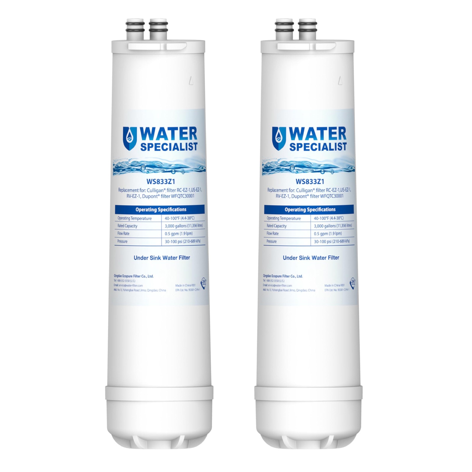 Waterspecialist RC EZ 1 Water Filter, Replacement for DuPont® Carbon 3000QT F...