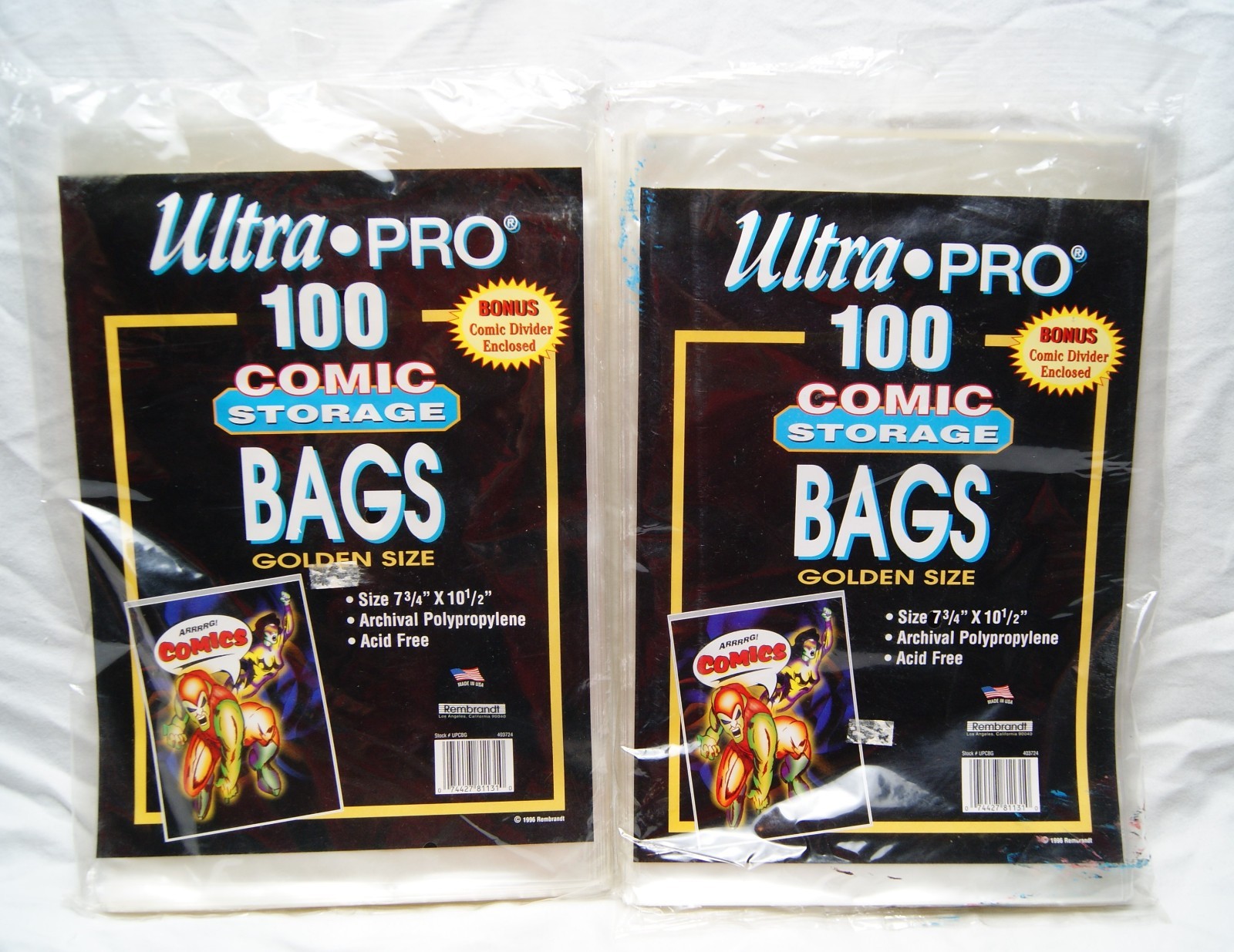 ultra pro comic storage bags golden size 7 3/4" x 10 1/2" acid free lot of 200