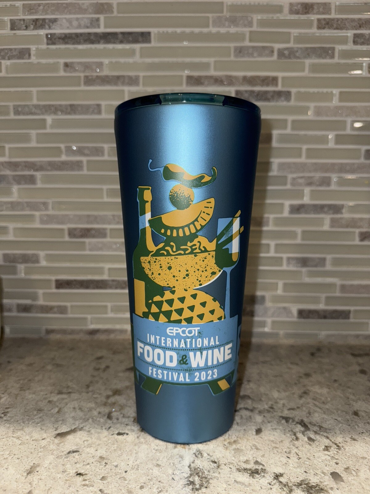 Disney Parks 2023 Epcot Food & Wine Festival Corkcicle Blue Metallic Tumbler!