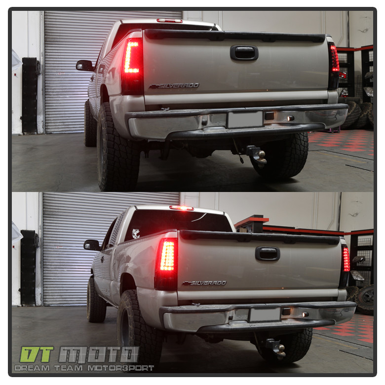 2003-2006 Chevy Silverado 1500 2500HD 3500 Black LED Tail Lights Brake Lamps Set