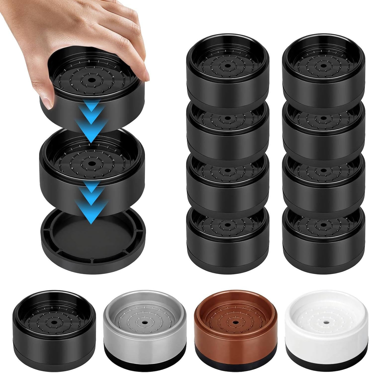 1" Heavy Duty Furniture Risers Set of 8, round Stackable Bed Raisers Blocks with