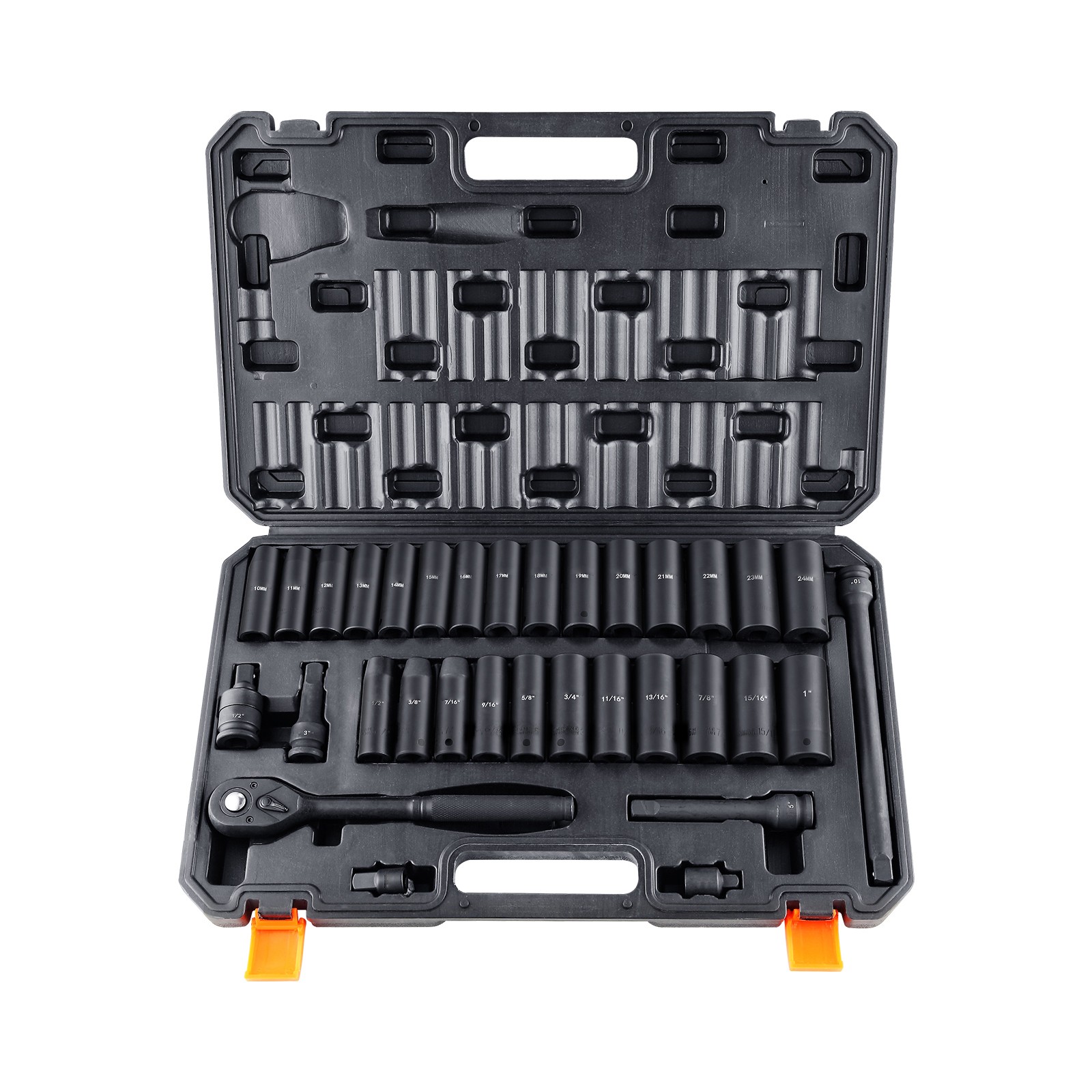 Uimoso 33-Piece 6-Point Impact Socket Set with 1/2in Drive and Case