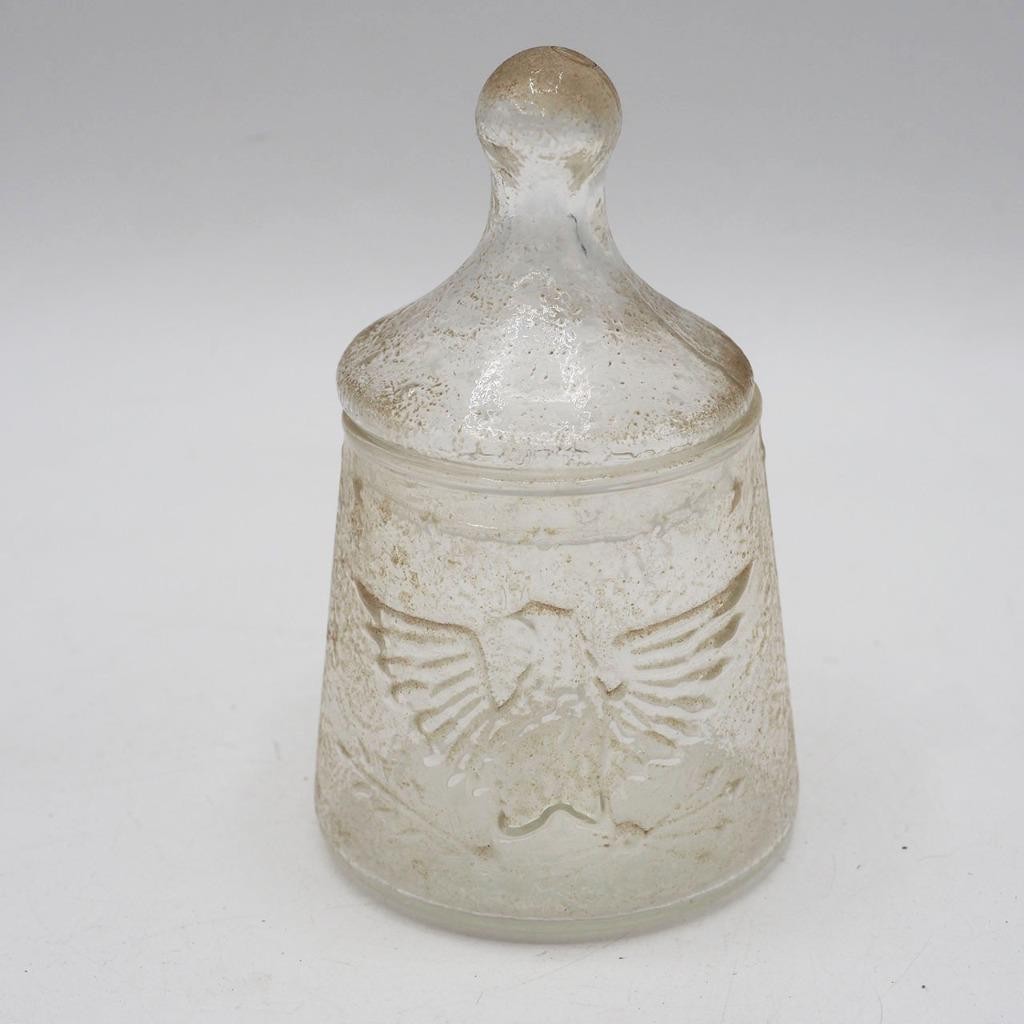 Glass Embossed Eagle Jar