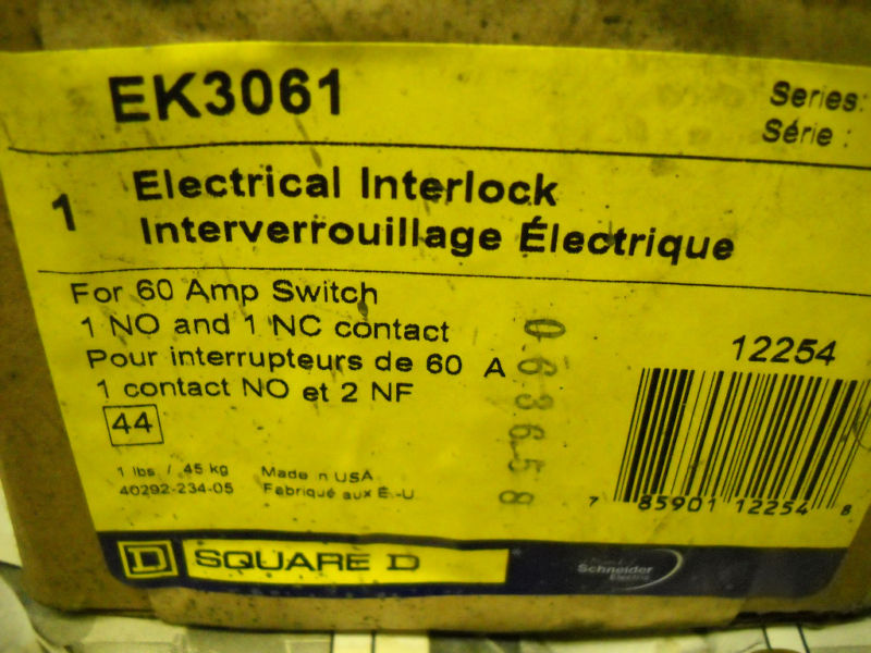 SQUARE D EK3061 ELECTRIC INTERLOCK SWITCH NEW CONDITION IN BOX