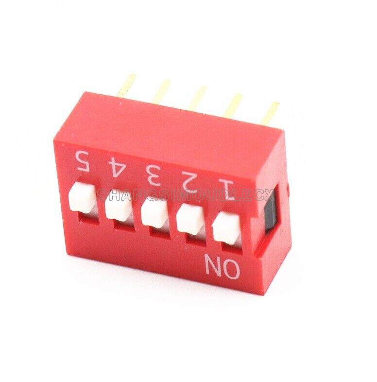 10PCS Slide Type Switch Module 2.54mm 5-Bit 5 Position Way DIP Red Pitch