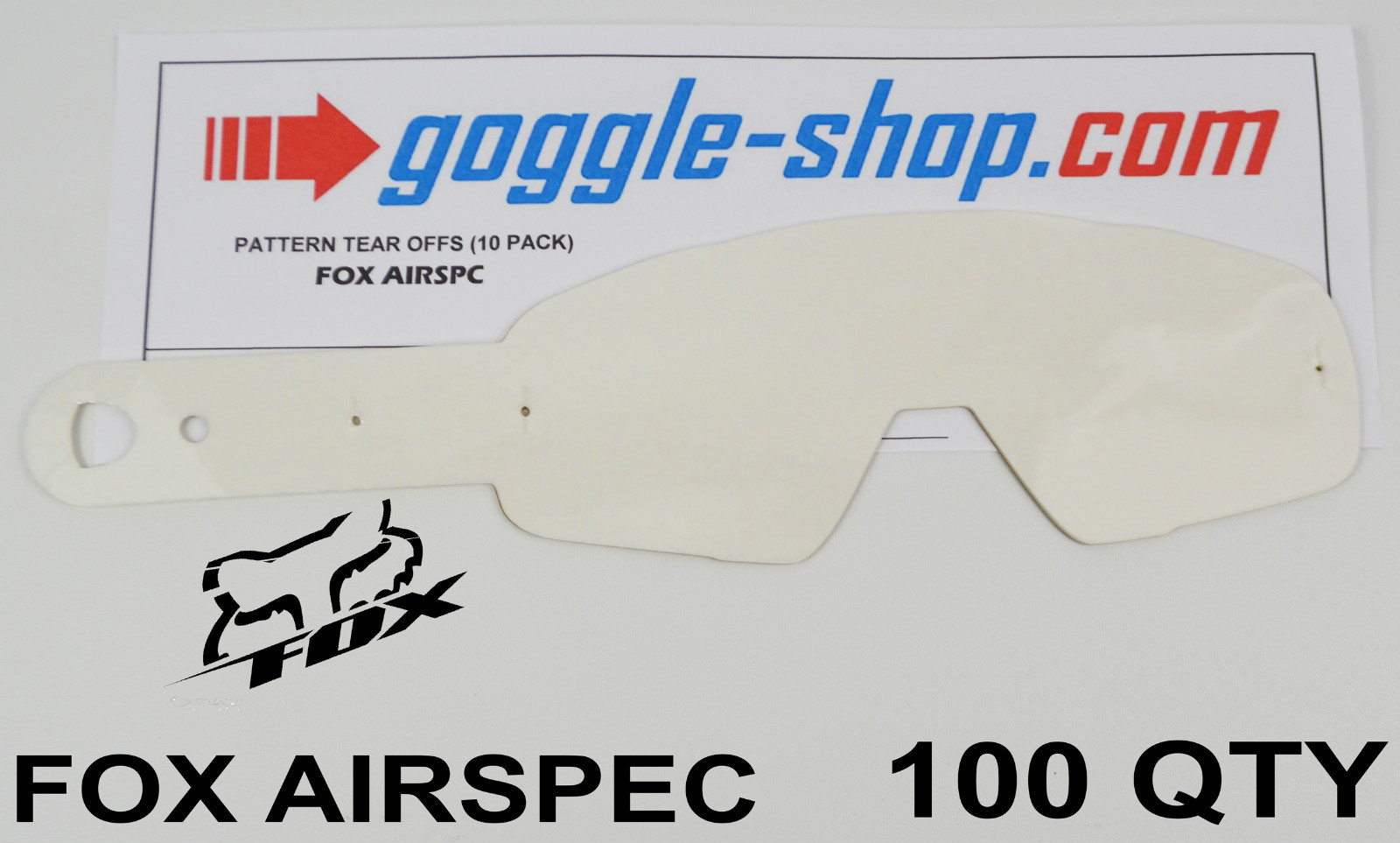 100 qty GOGGLE-SHOP MOTOCROSS TEAR OFFS to fit FOX AIRSPACE GOGGLES flippers NEW
