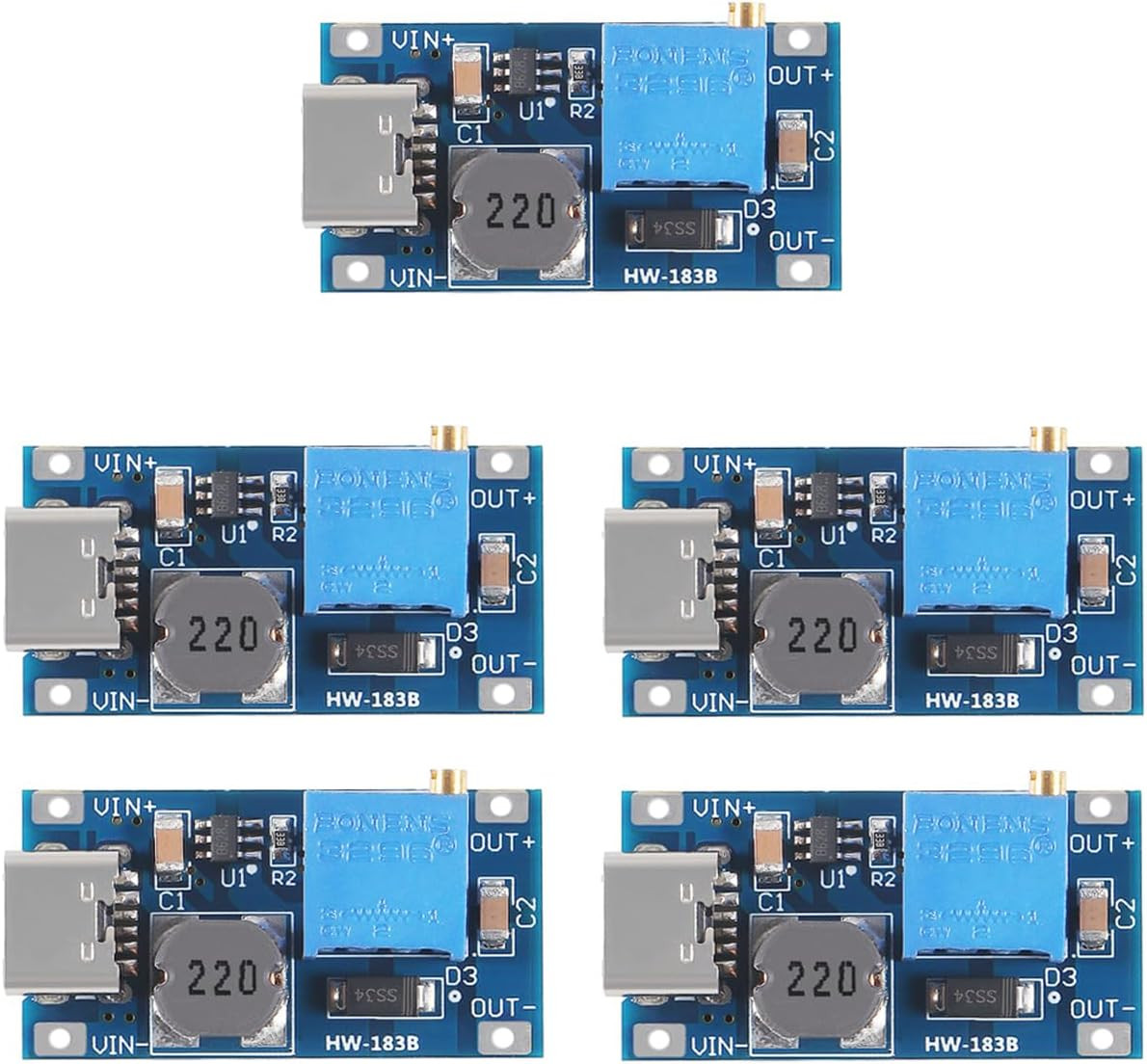 5Pcs Boost Module MT3608 DC-DC Step up Converter 2A Boost Regulator Voltage