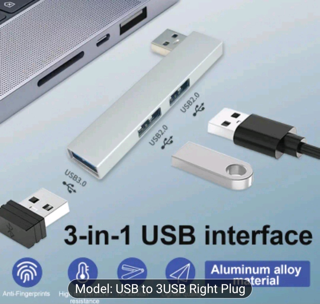 Laptop 3 Port USB Hub 2.0 3.0 USB Splitter Ultra-Slim Data Hub Right Side