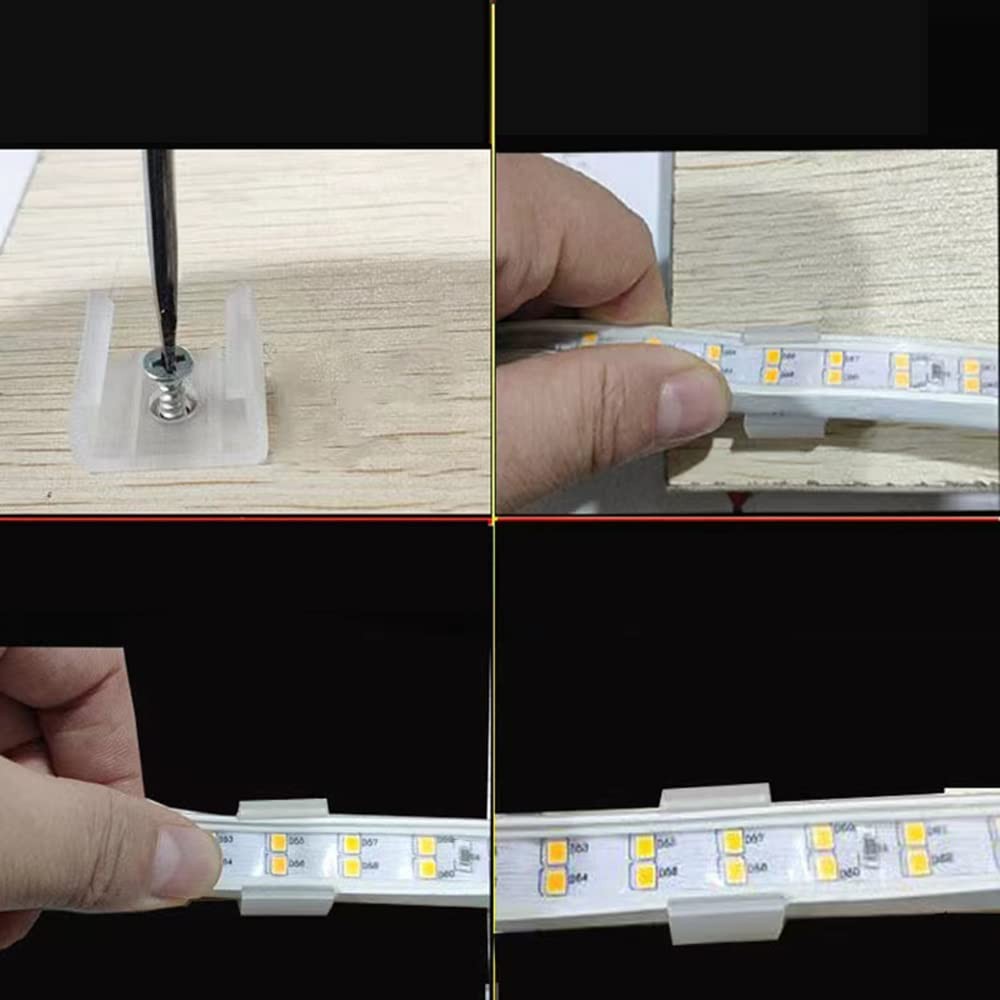 50 Pack Under Cabinet Lighting Mount Clips LED Strip Lights Mounting Brackets...