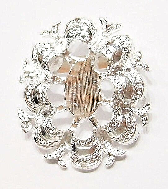 6 of 25x18mm Shiny Silver Vintage Victorian Style Brooch Pin Settings 45x40mm