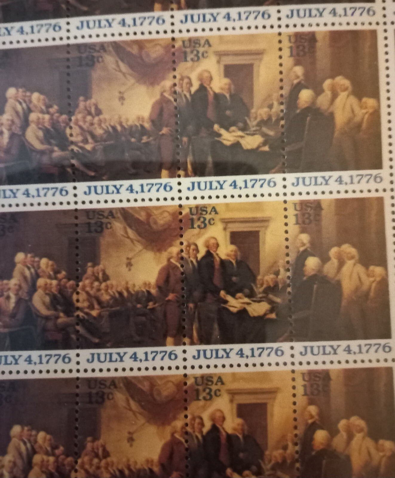 American Revolutionary War -  Signing Declaration of Independance 1776" stamps