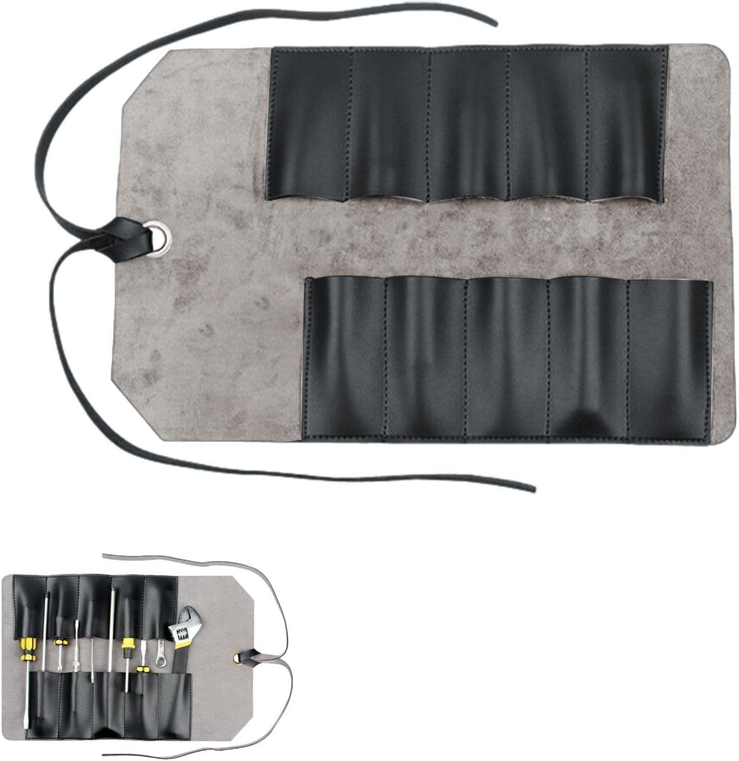 Leather Tool Roll Pouch 10 Slots - Tool Portable Carry on Pouch, Workshop Storag