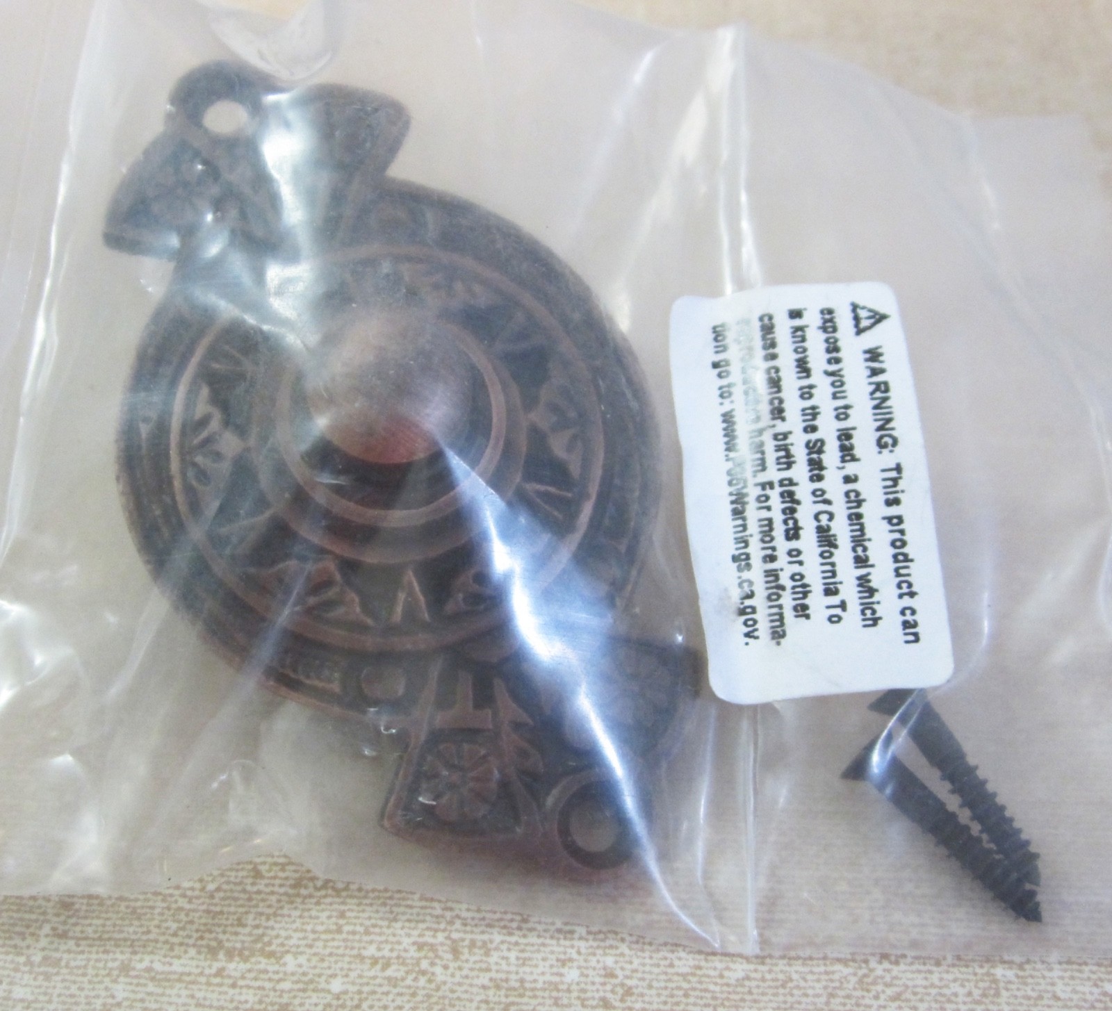 NEW Oriental Pattern Cast Brass Doorbell Button, Antique Bronze Finish