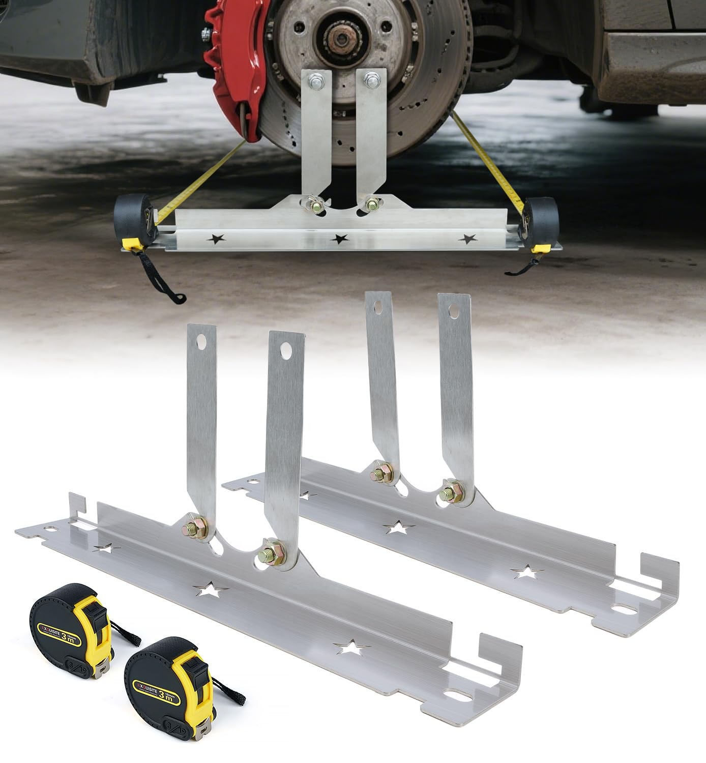 Wheel Alignment Tool With Connection Sheet Stainless Steel Toe Plates 2 Tapes