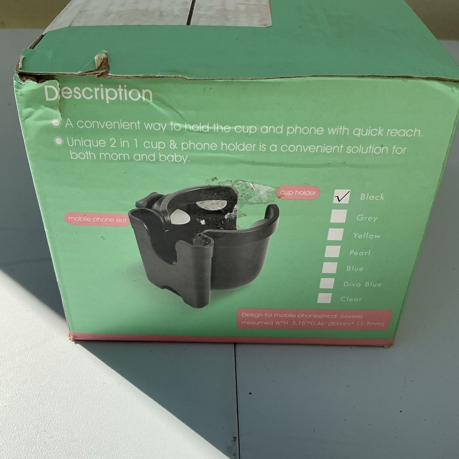 COOLHUT 2-in-1 Stroller Cup & Phone Holder Black Universal Adjustable Clip