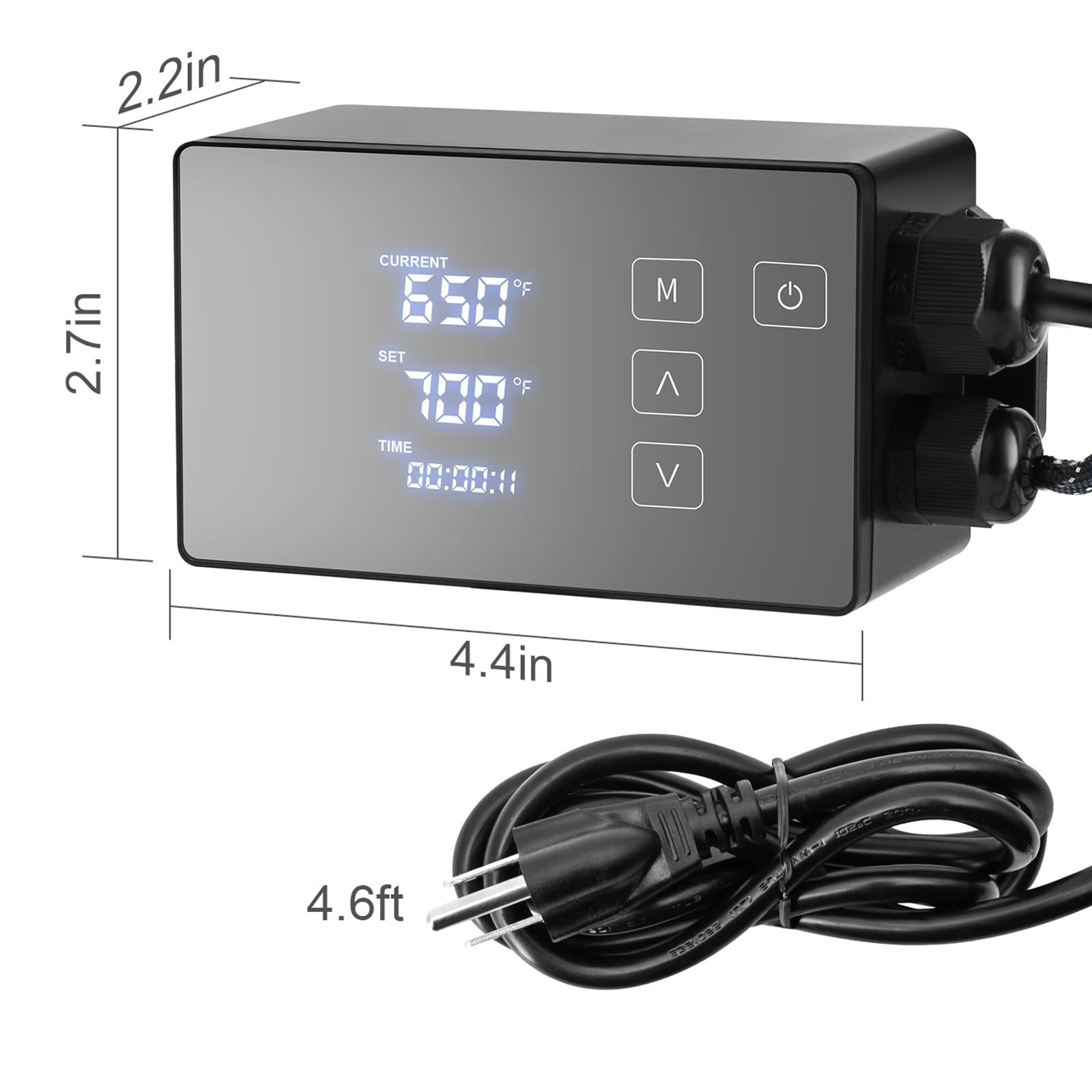 Digital Temperature Controller with Accessories, Black, 110V, Easy to Use