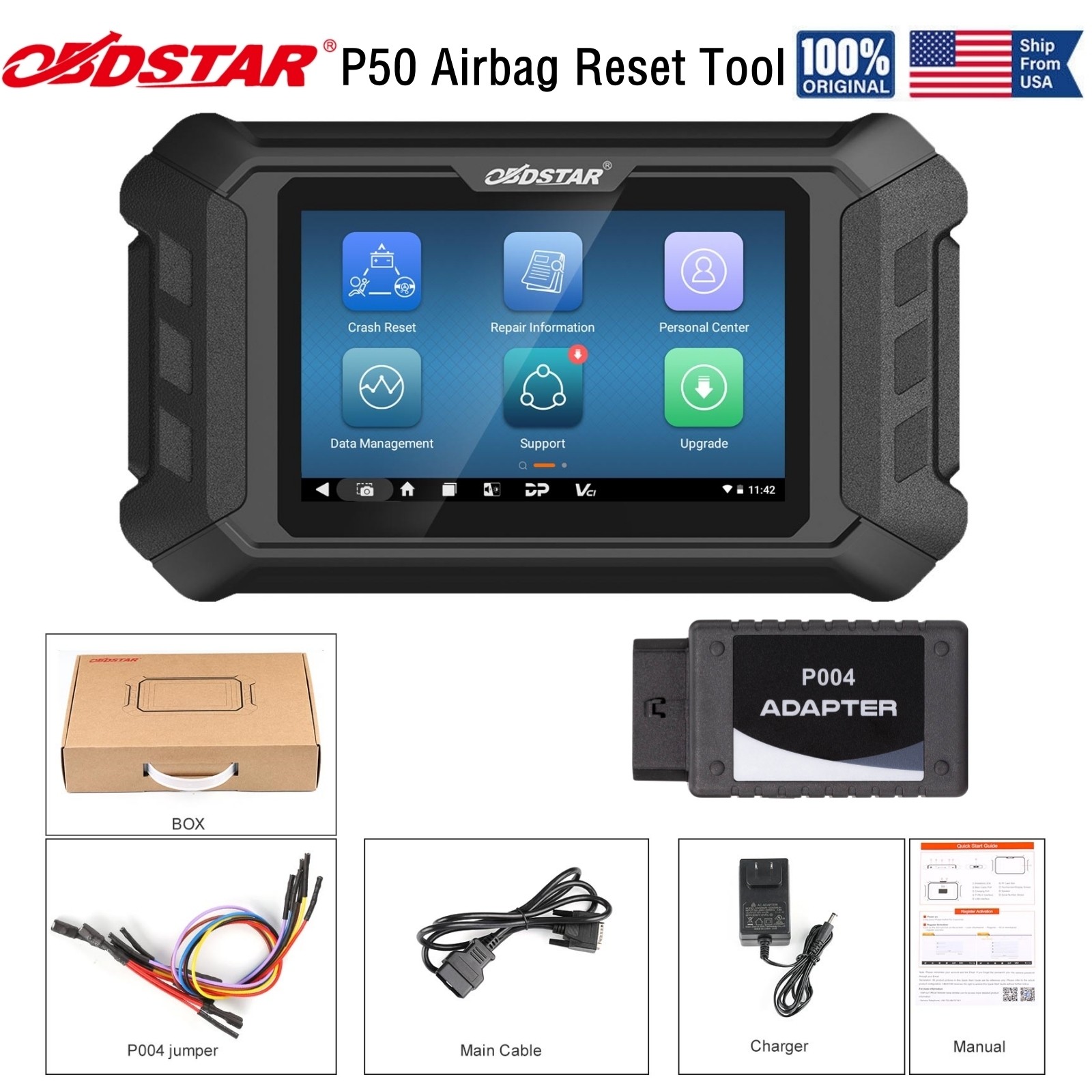 OBDSTAR P50 SRS Crash Reset Tool Covers 102 Brand & 16000+ E.CU Part No.