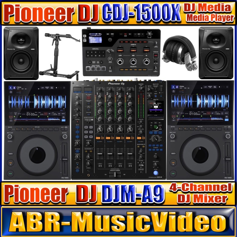 Pioneer DJ AlphaTheta CDJ-1500X DJ Media Player & Pioneer  DJ DJM-A9 4-Cha Mixer