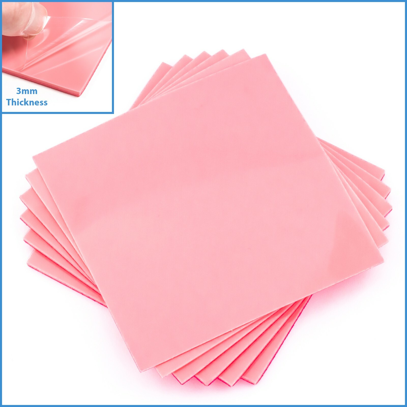 1pc Pink 100x 100x 3mm Silicone Thermal Pad Sheet Computer CPU VGA Heatsink