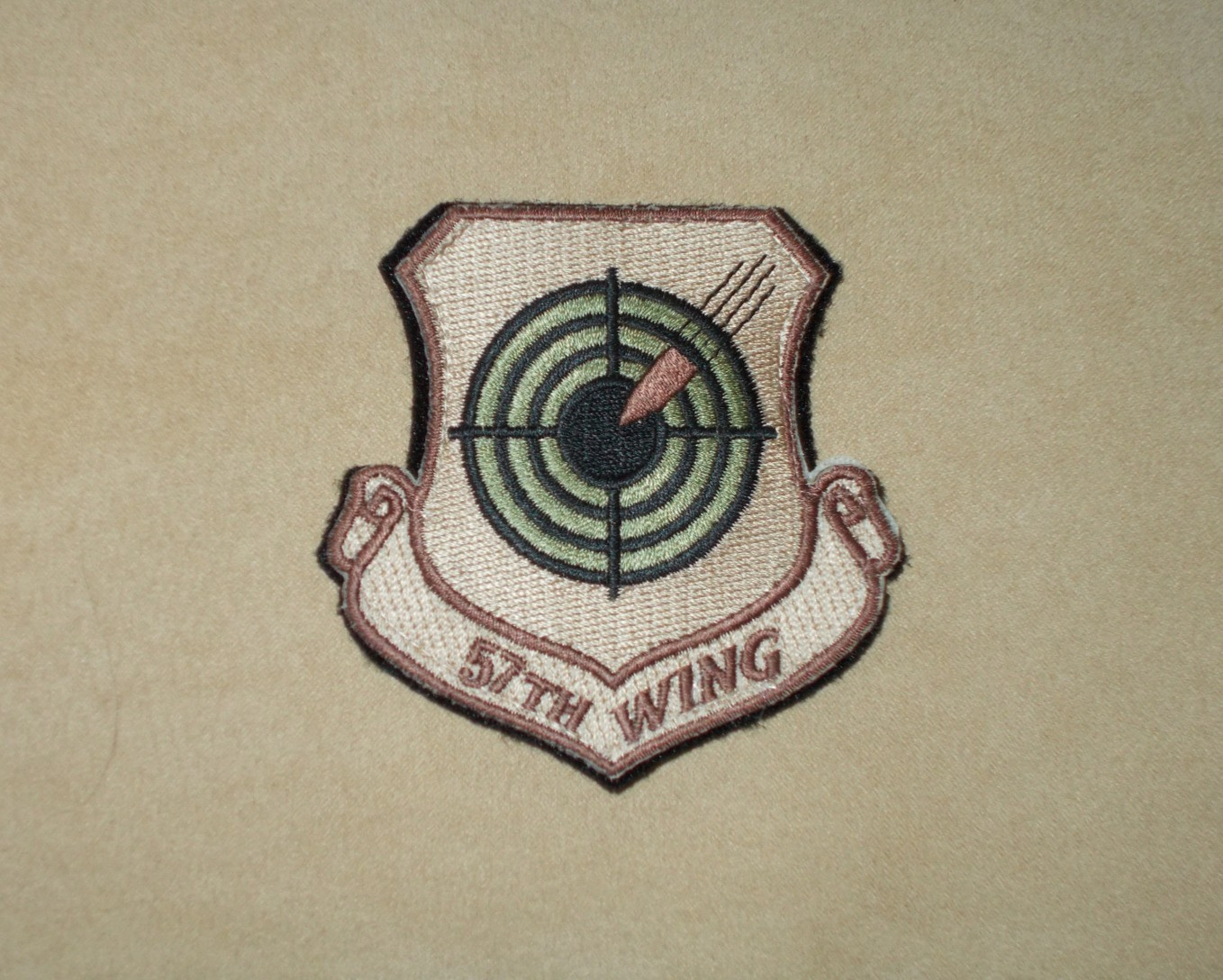 USAF 57TH WING NELLIS AGGRESSORS THUNDERBIRDS DESERT TAN HOOK & LOOP PATCH