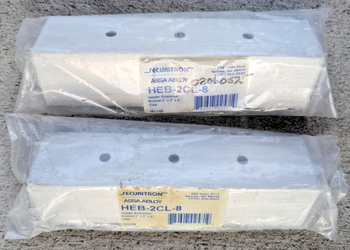 Securitron Assa Abloy HEB-2CL-8 Header Extension Bracket 2"x2"x8" Lot of 2