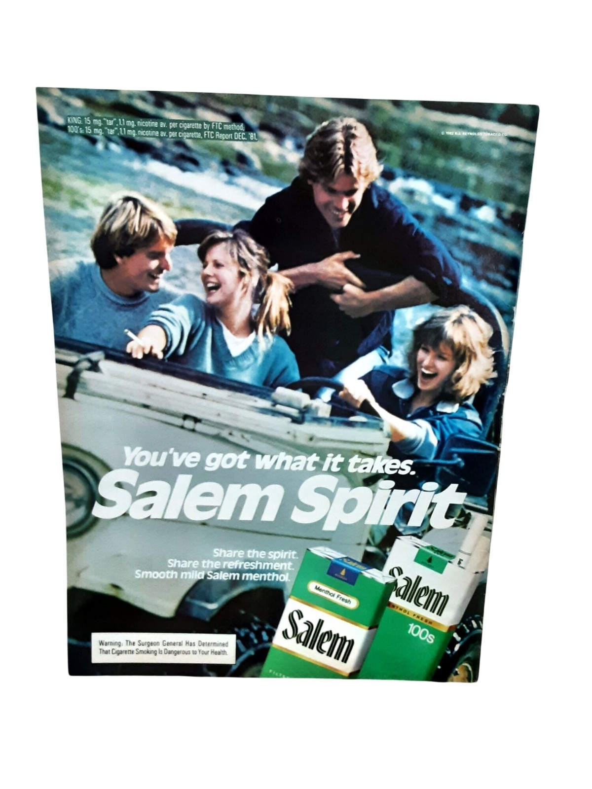 1982 Salem Spirit Menthol Cigarettes Vintage Print Ad Cool Retro Smoking Art