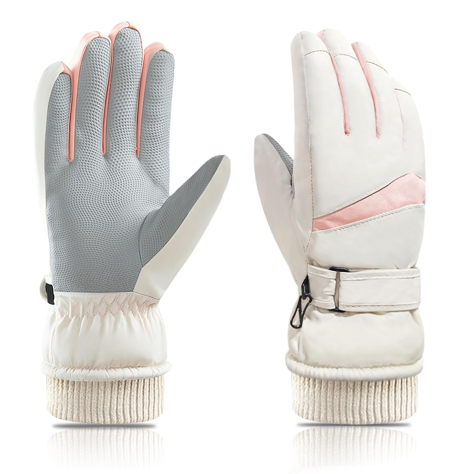 Women Ski Gloves, Windproof Thermal Touchscreen Glove Waterproof Surface and ...
