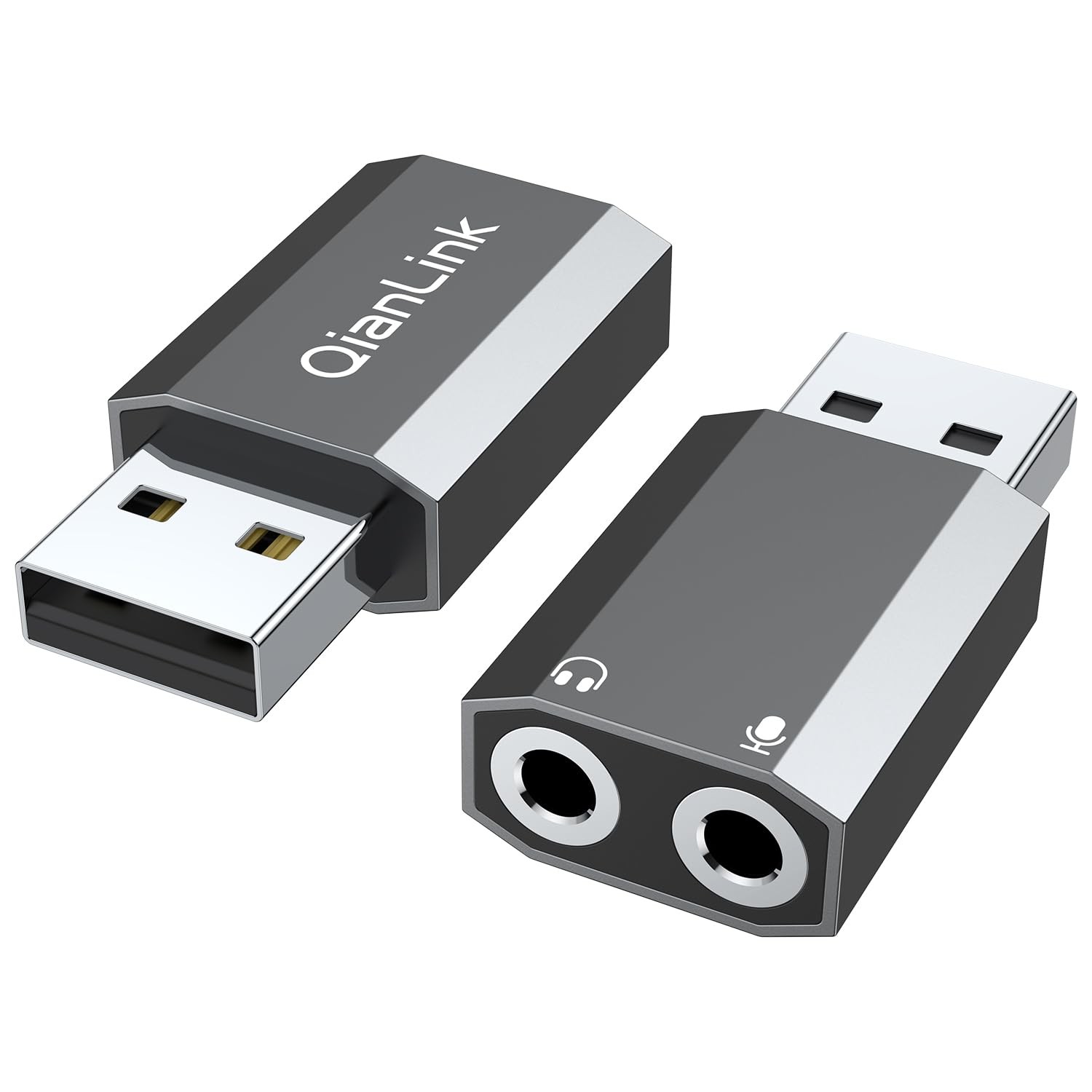 USB to 3.5mm Audio Adapter (2-Pack),External Stereo Sound Card with Dual TRS ...