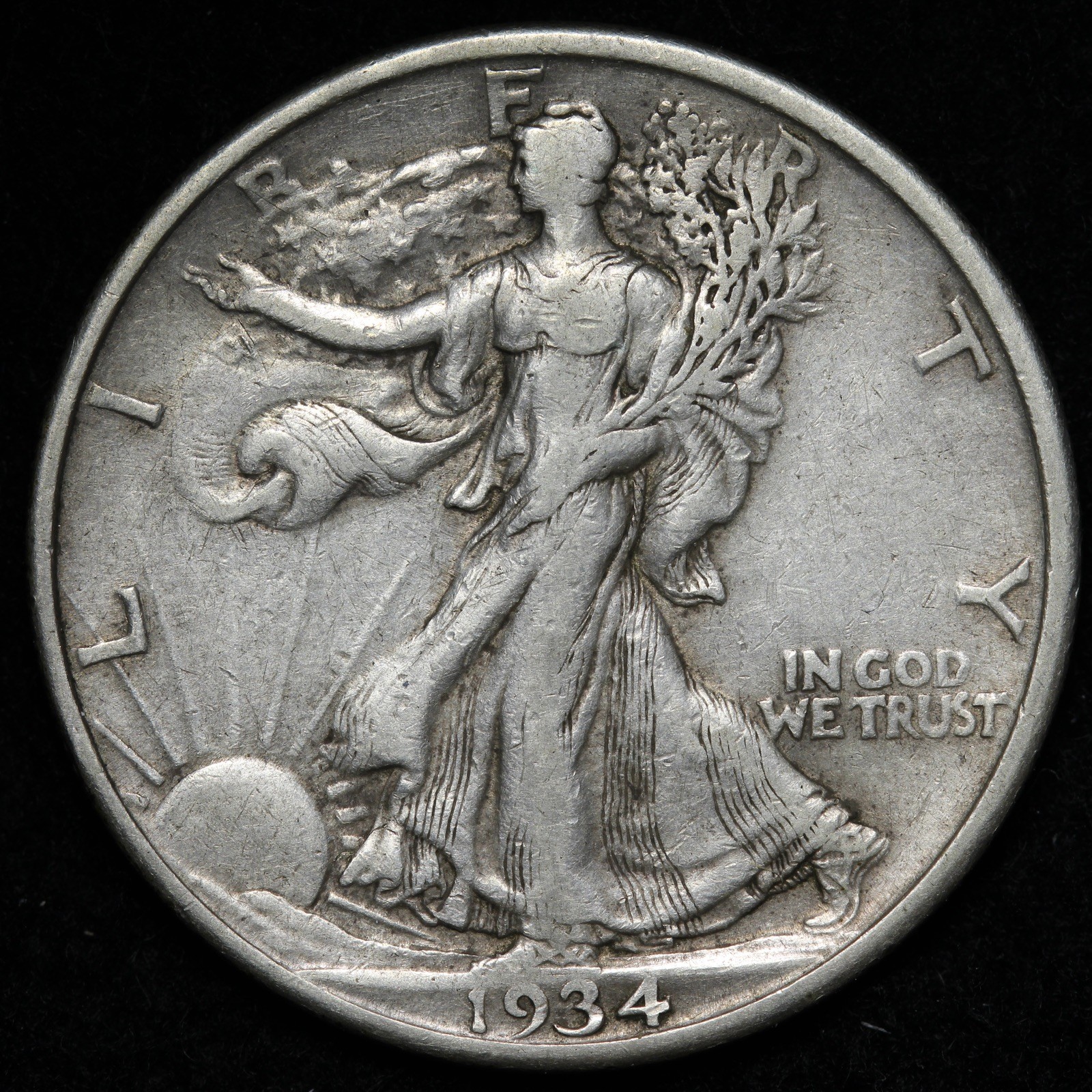 1934-D Walking Liberty Silver Half Dollar XF+ E348 DJHM