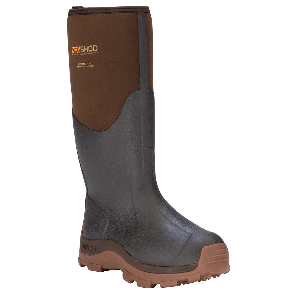 Dryshod Haymaker Hi Waterproof Work Boots Brown/Peanut DS-1 Outsole: HAY-MH-BR-M