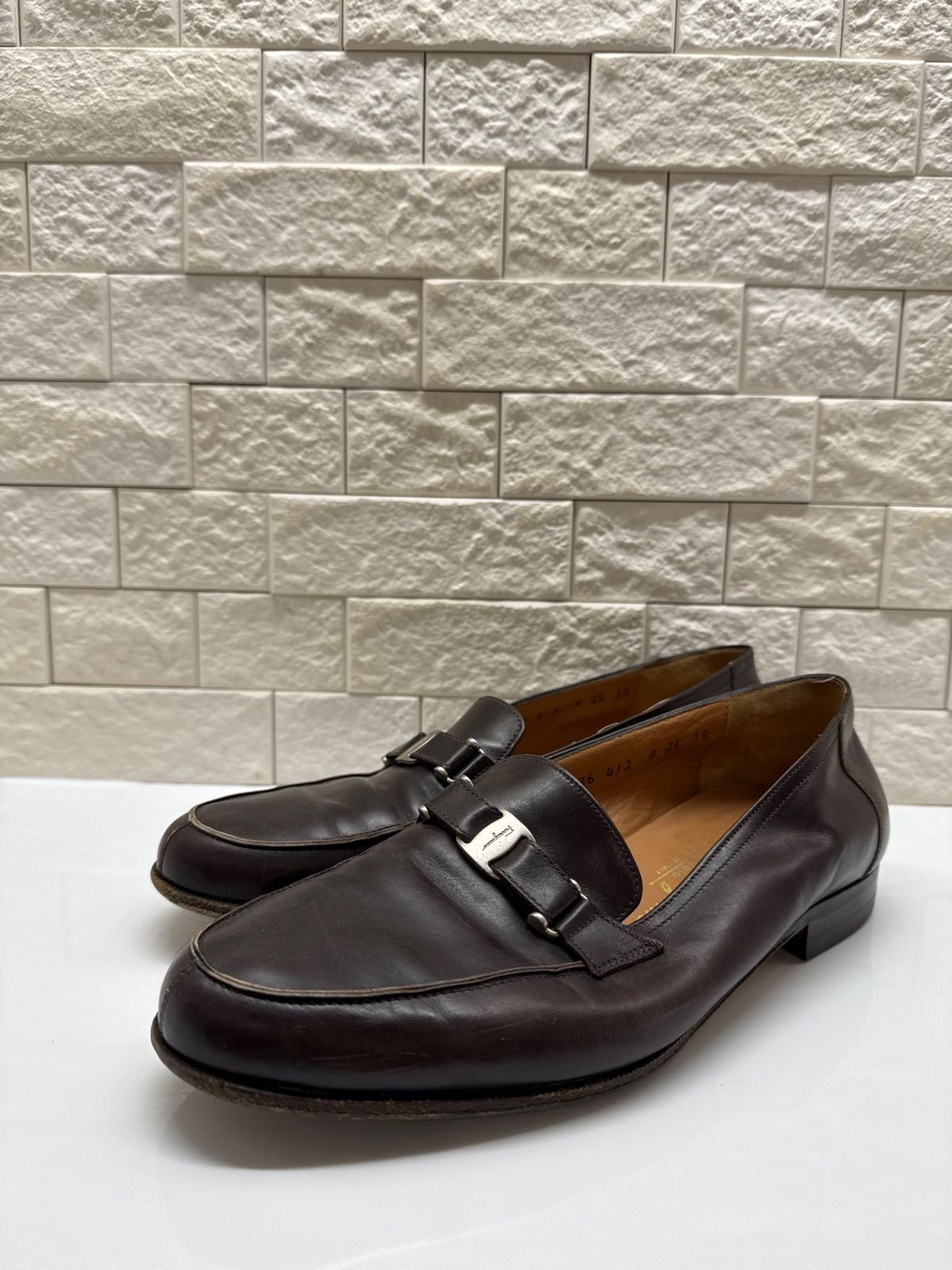 Ferragamo Dress Shoes R00643 Loafers Black 'S Genuine Leather Plain Y2K 90S Old
