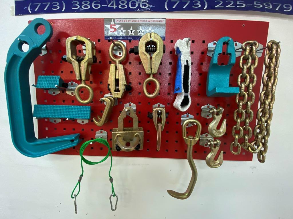 SET#55 HEAVY DUTY AUTO BODY FRAME MACHINE 16 PIECE PULLING TOOLS AND CLAMPS