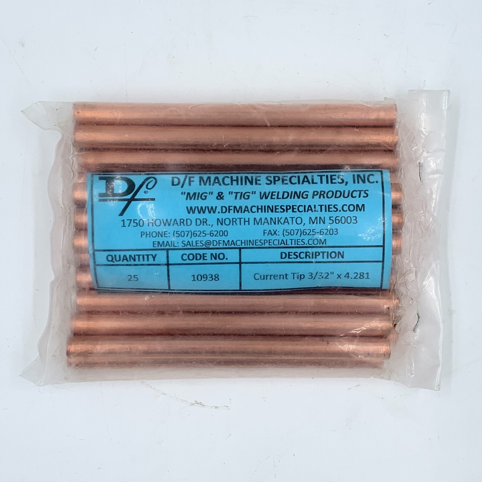 25 Pack 3/32" Welding Current Tip D/F Machine Specialties 10938
