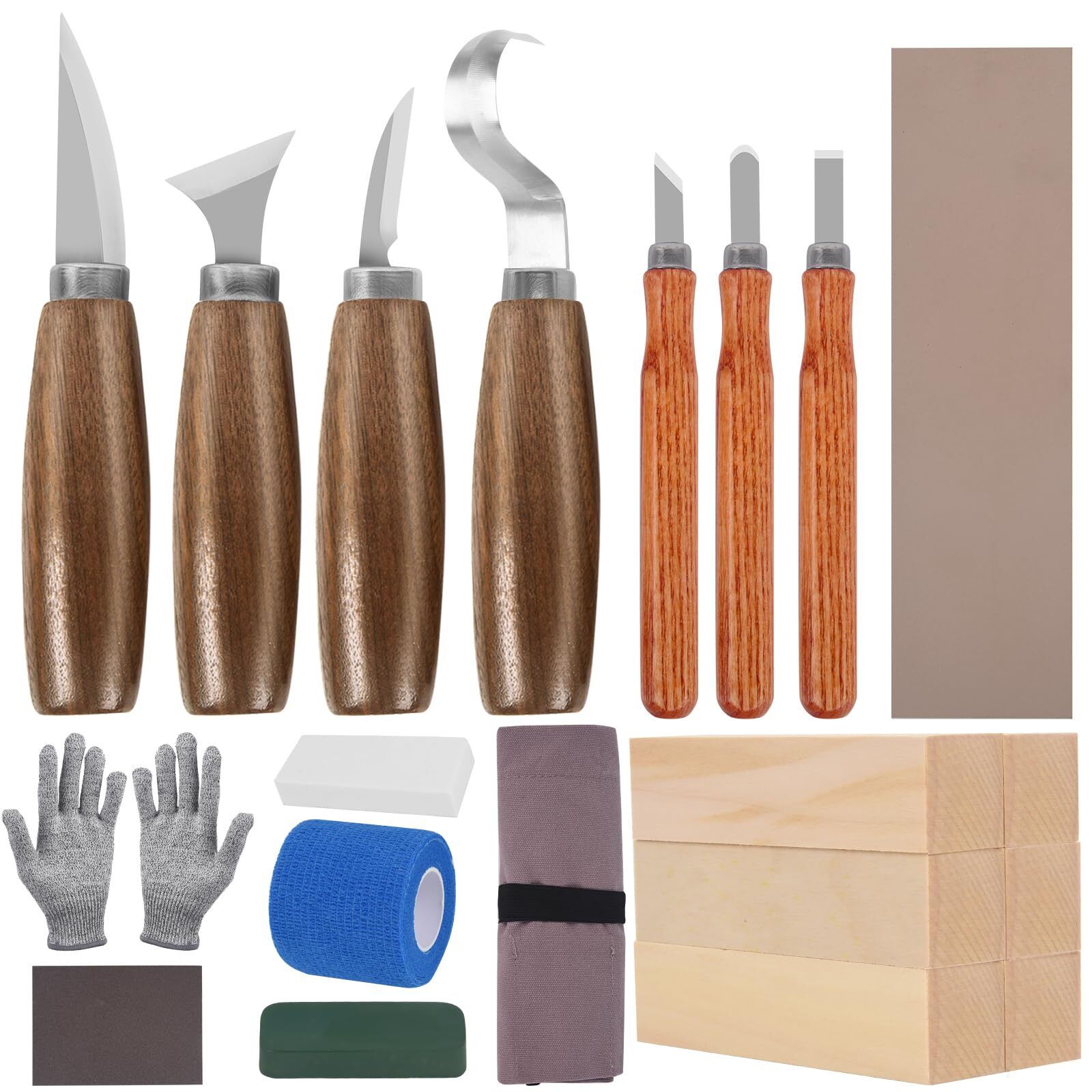 Wood Carving Tools 26 PCS Wood Whittling kit for Beginners Wood Carving Knife...