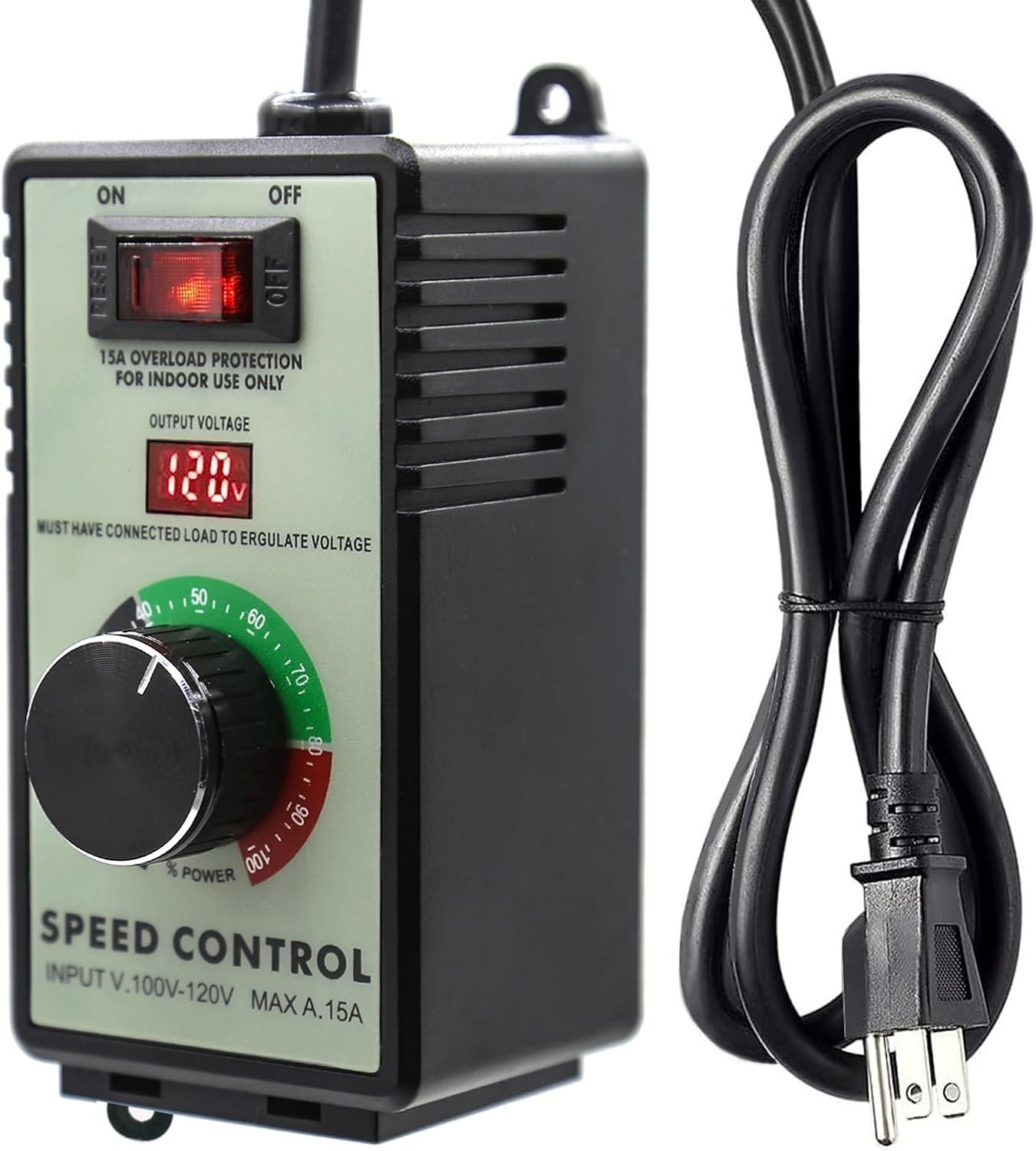 AC Motor Variable Speed Controller 120V 15A 4000W with Overload Protection Sw...