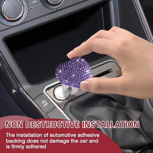 Bling Car One-Touch Start Button, Push Start Button Cover, Heart Purple #1
