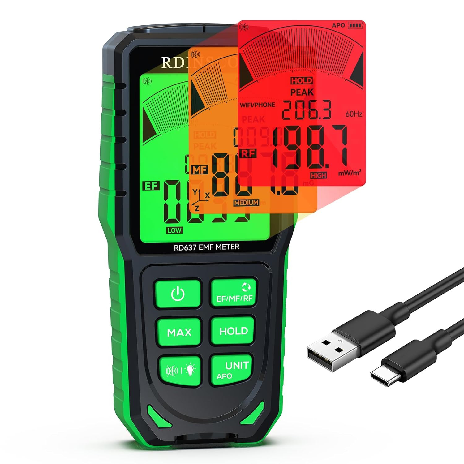 RDINSCOS EMF Detector, Detect All 3 Types of Electromagnetic Radiation Field in