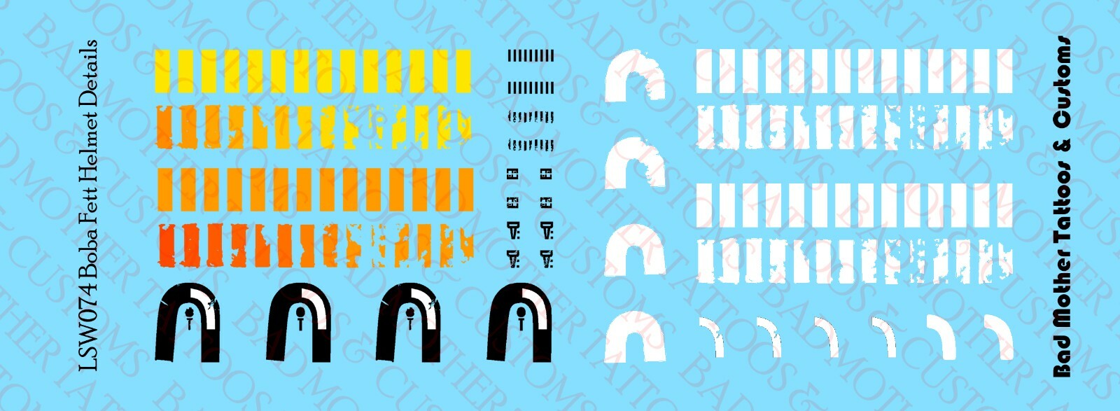 Star Wars Boba Fett Helmet Waterslide Decals for 1/6 scale action figures