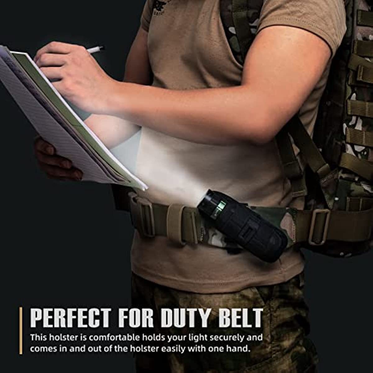 2Pc Tactical Flashlight Pouch Holster Rotatable Flashlight Holder Belt Clip Case