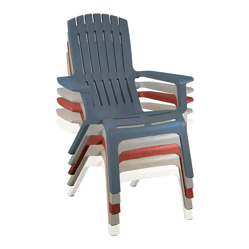 Grosfillex US450748 Westport Adirondack Barn Red Outdoor Stacking Chair