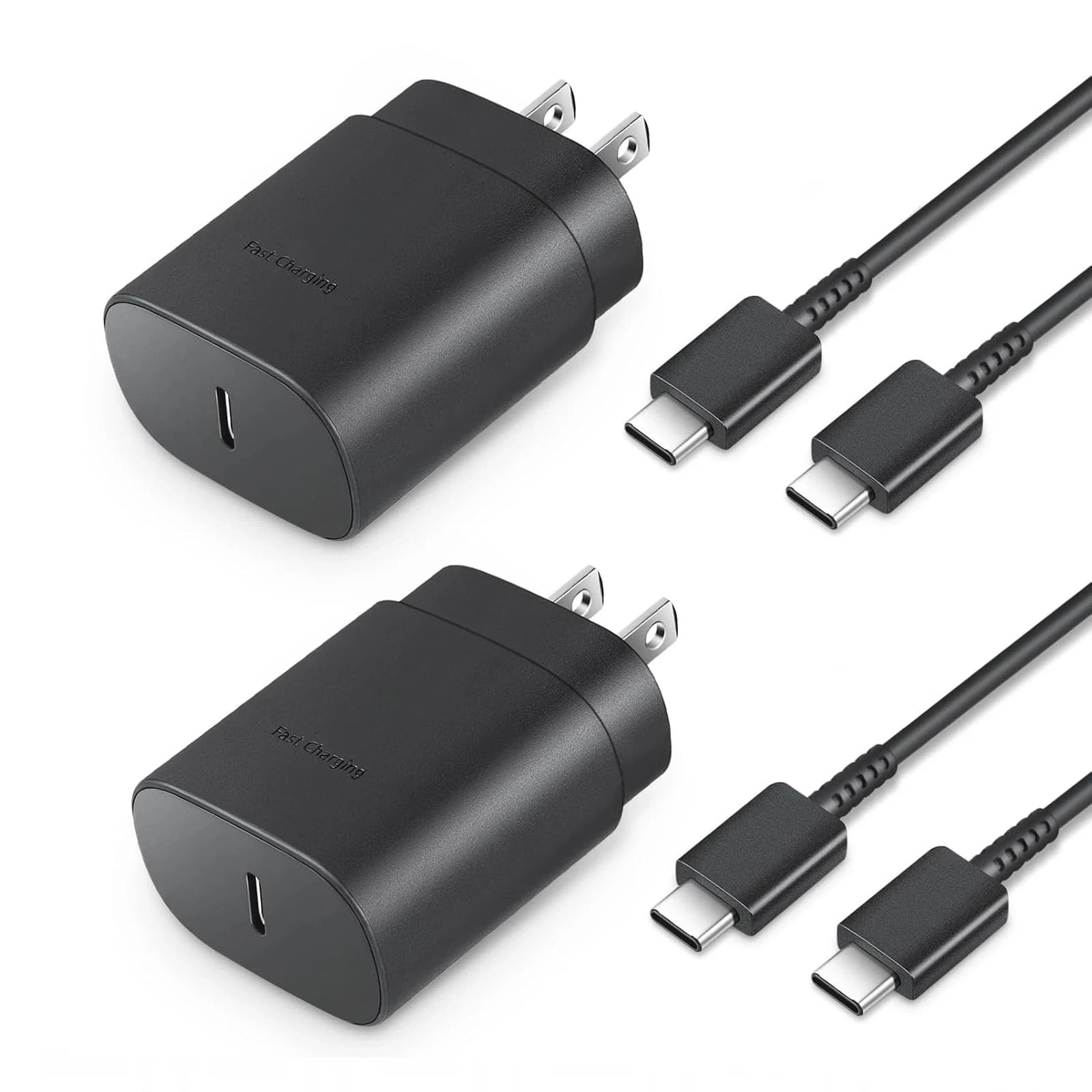 Type C Charger Fast Charging, 2-Pack 25W Wall Power Adapter black