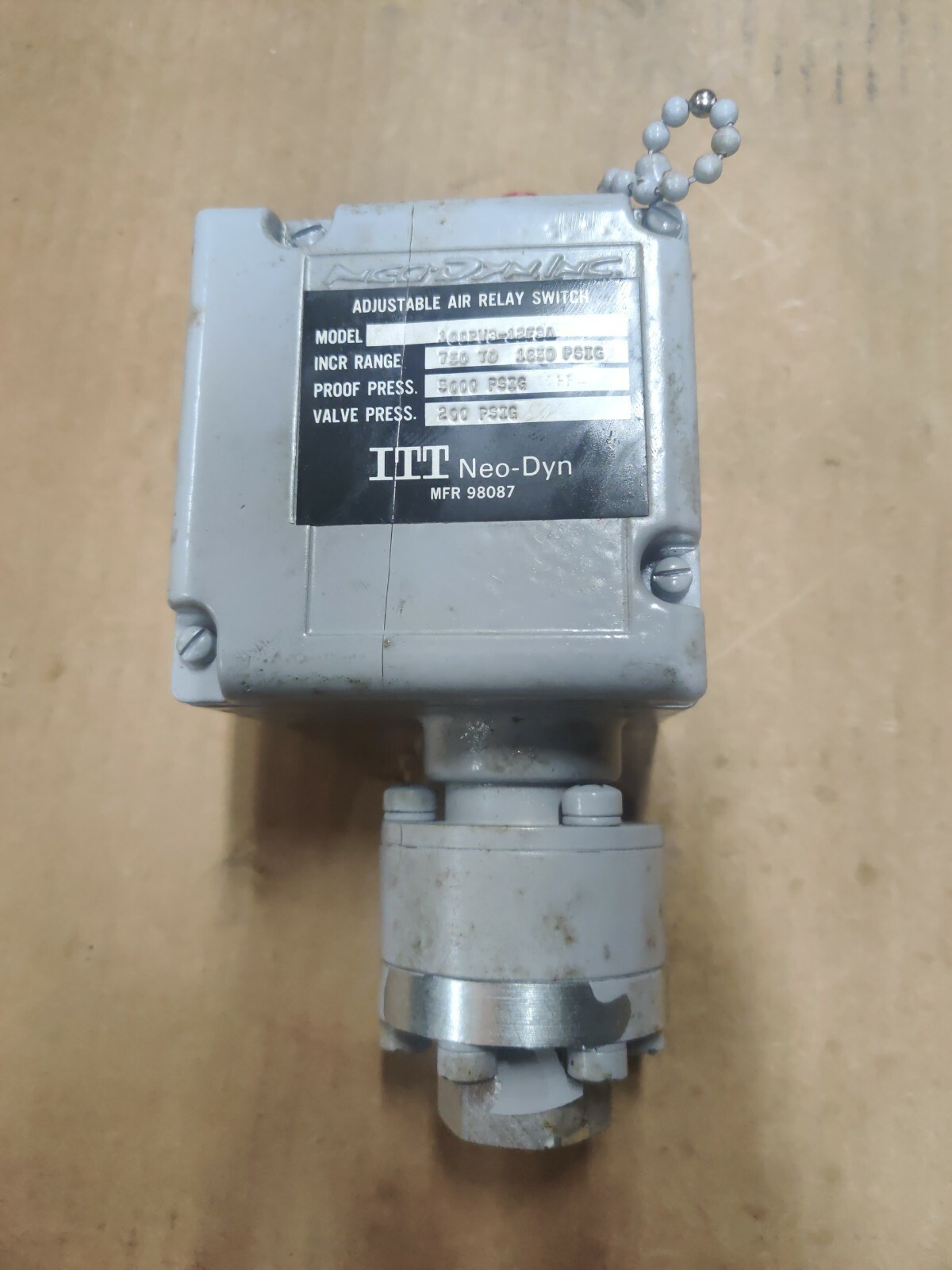 NEW ITT Neo-Dyn 100PV312F3A Adjustable Air Relay Switch