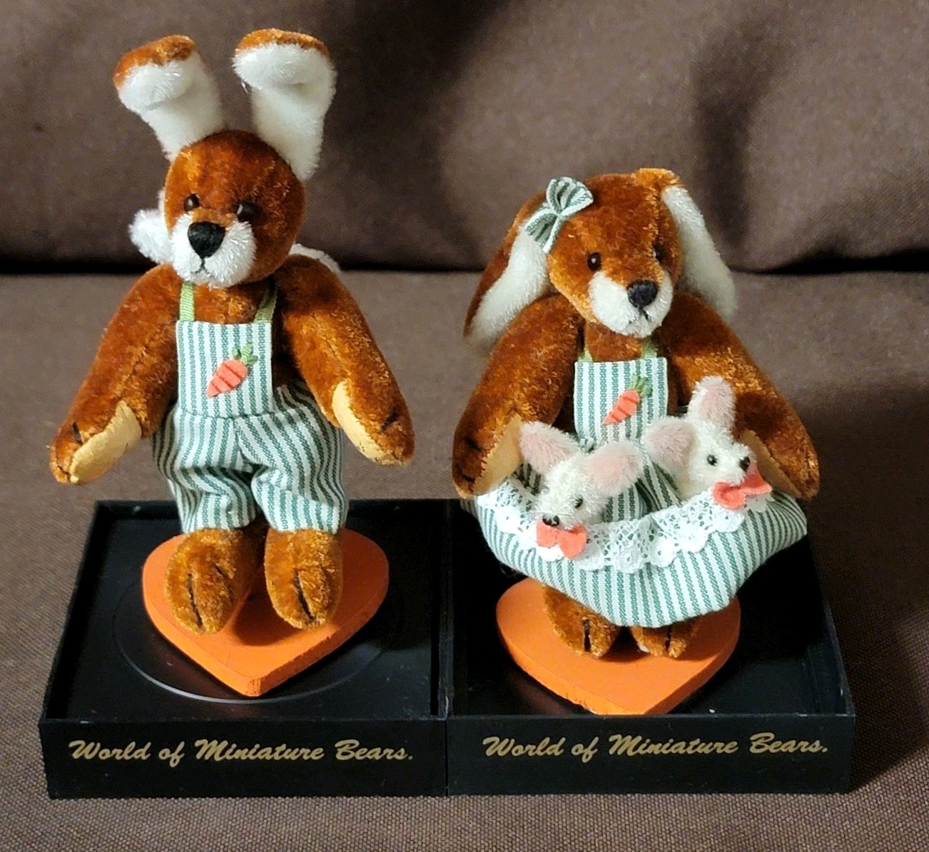 World of Miniature Bears Bunnies & Babies #638, 639 Clyde, Carrie Rabbit Family
