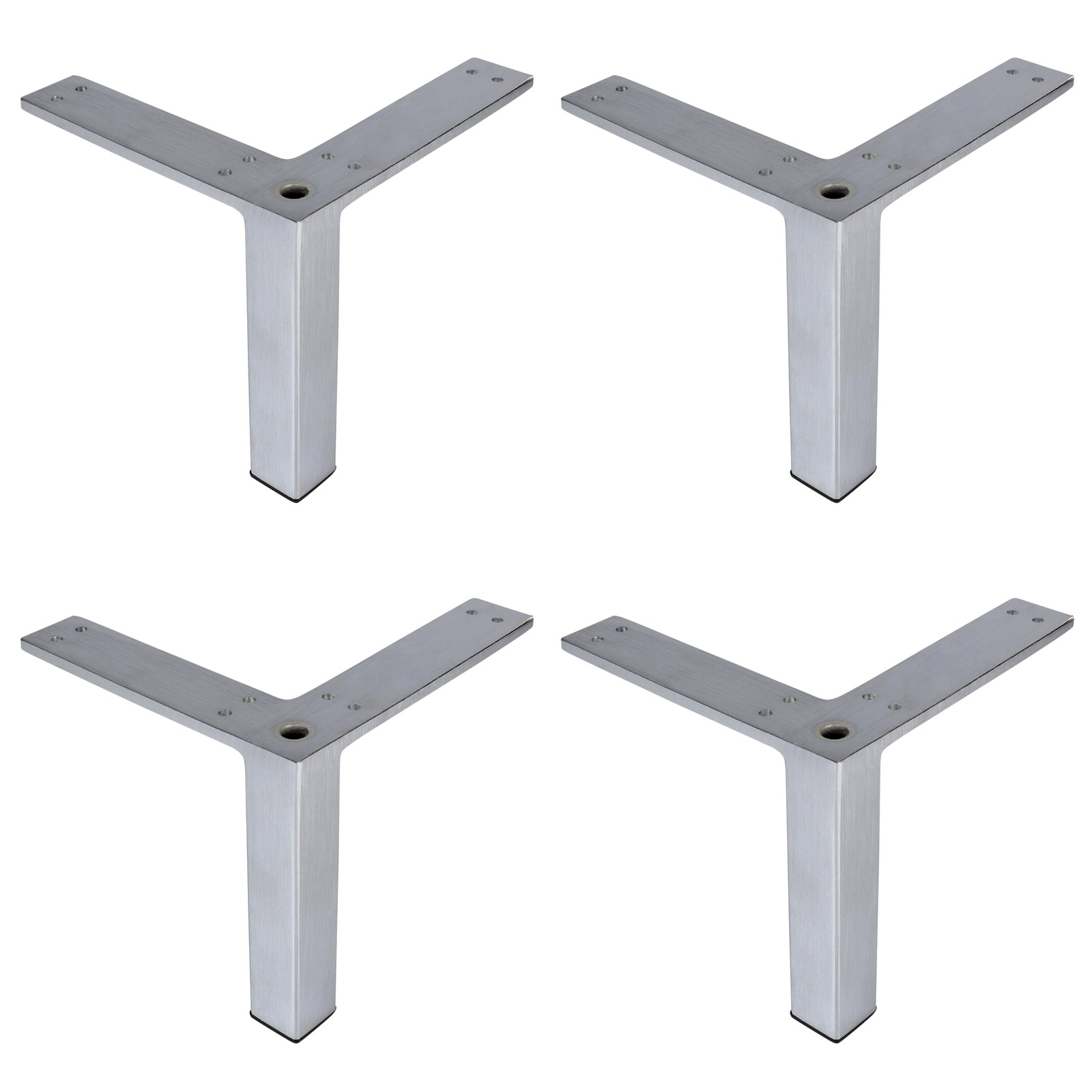 (4-Pack) 5” Sofa Couch Feet Square Corner Furniture Leg Heavy Duty Brushed Steel