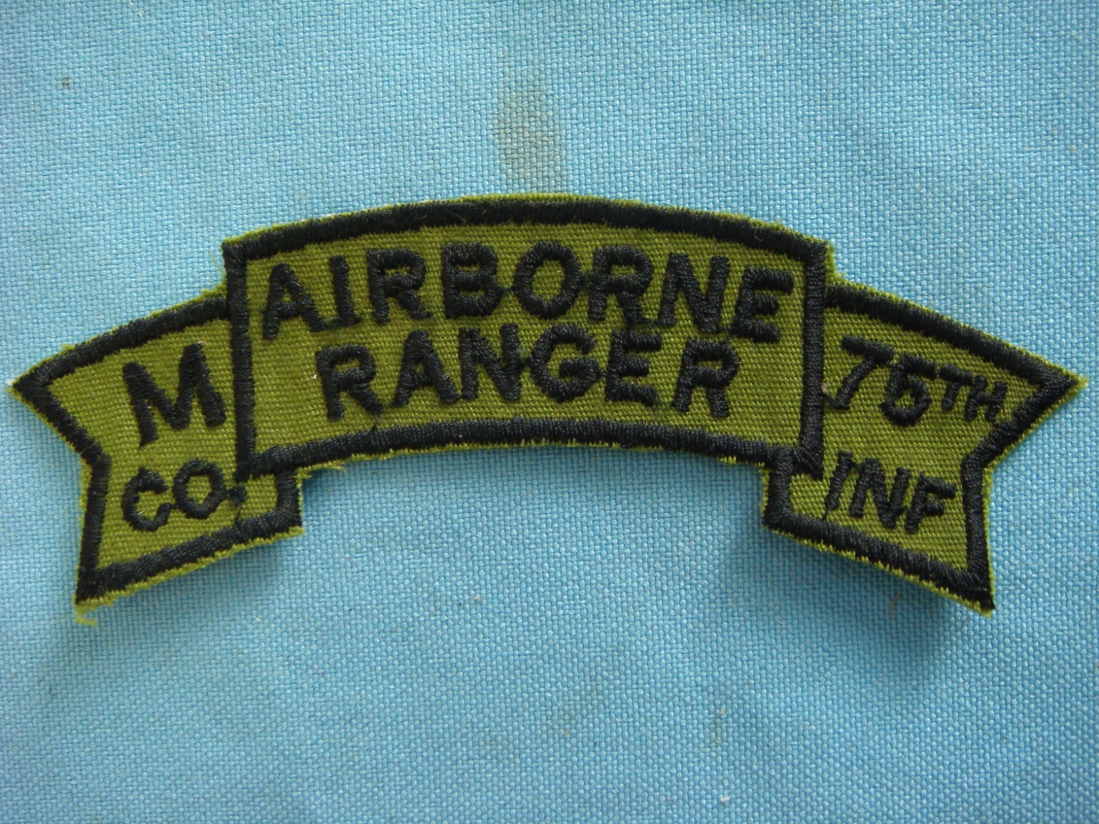 VIETNAM WAR SCROLL SUBDUED PATCH, US M co. 75th INFANTRY RGT AIRBORNE RANGER