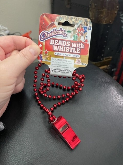 Red  WHISTLE W/ BEAD NECKLACE School Spirit Cheerleader Team Sports Festival