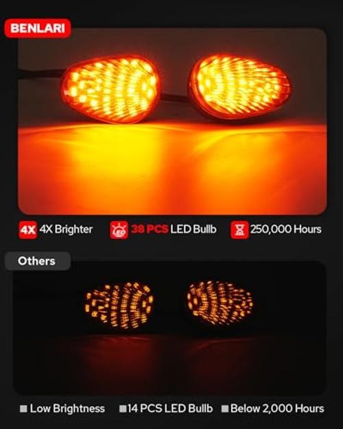 Flush Mount Motorcycle Turn Signal 2PCS 12V Smoked LED Indicator Light
