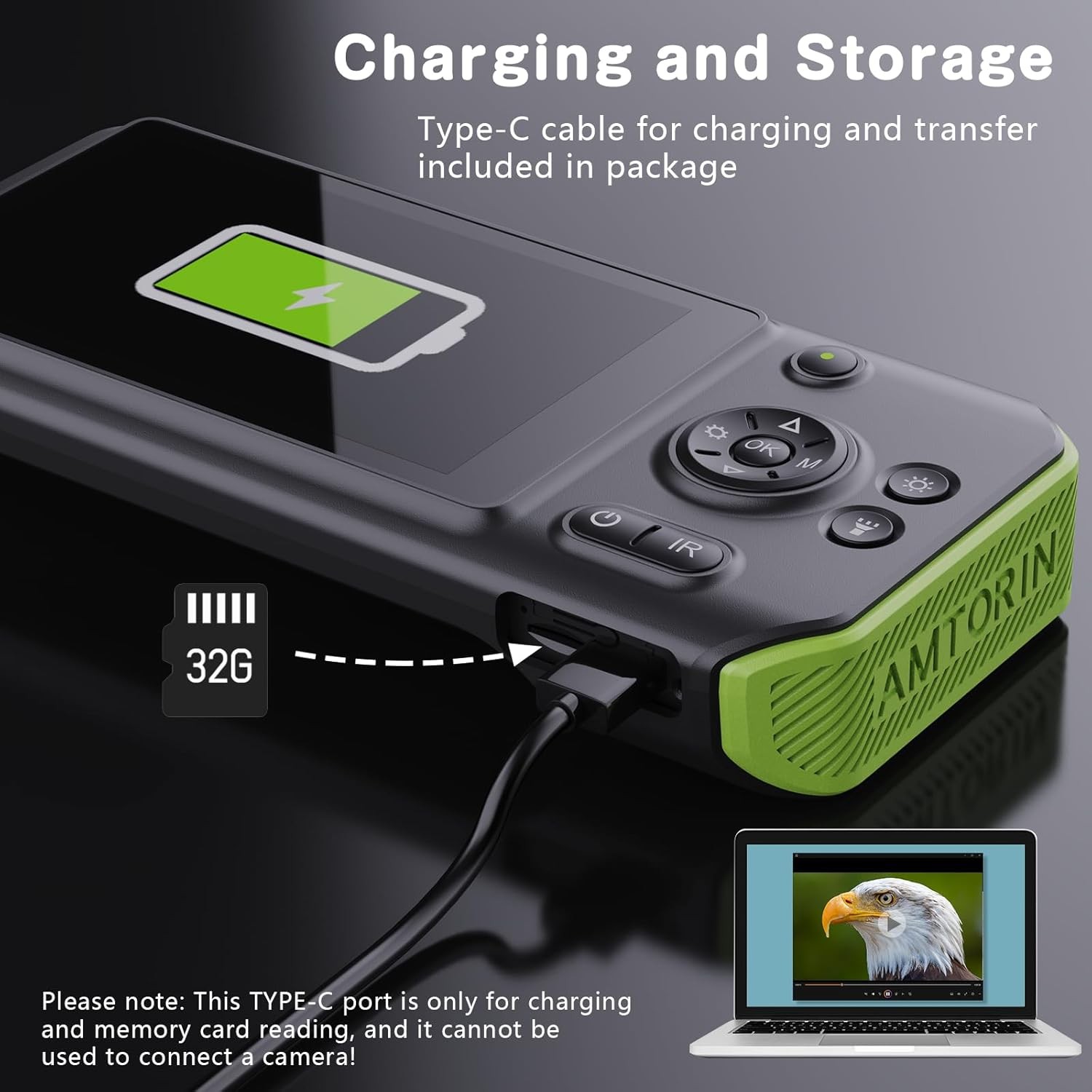 Night Vision Borescope Camera, 5" IPS Screen, 16.5FT Cable, IP67 Waterproof