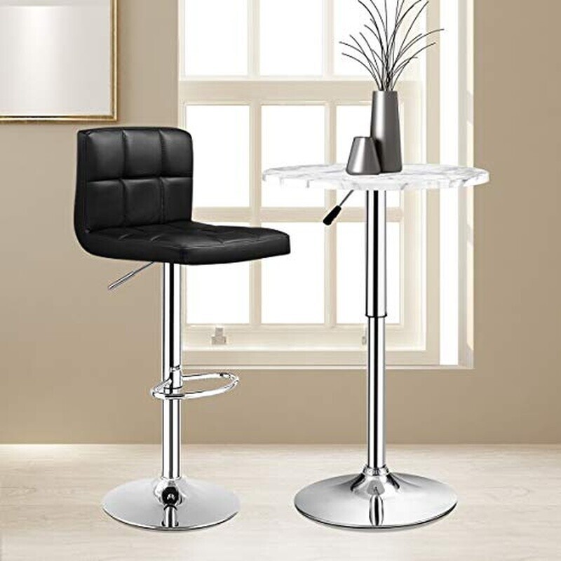 Swivel Bar Stool Adjustable Height PU Leather Kitchen Counter Chair W/ Back New